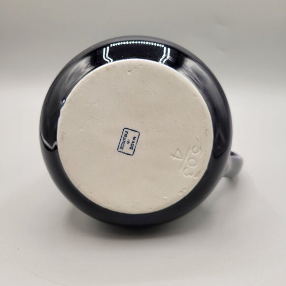 French Cobalt Blue Ceramic Milk Pitcher Jug - Picture 6 of 7